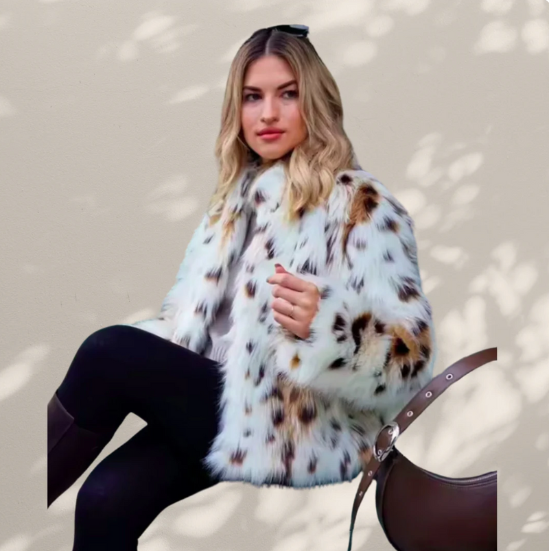 Anne - Lussuoso cappotto di peluche leopardato