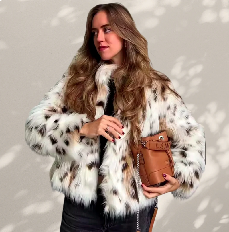 Anne - Lussuoso cappotto di peluche leopardato