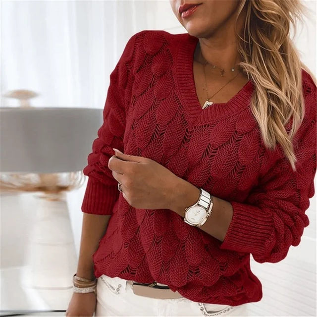 Noa - Maglia elegante con scollo a V in cotone