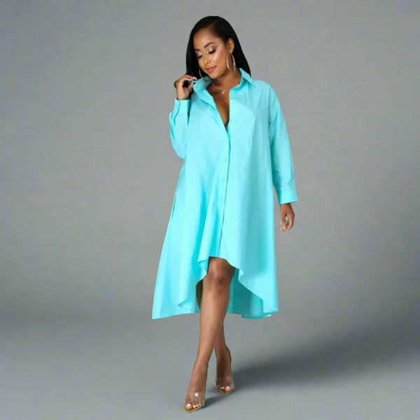 Gisberta - Elegante abito-camicia in tessuto fluido di alta qualità per le giornate estive e primaverili
