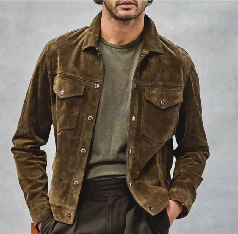 Heritage - Blazer vintage in pelle scamosciata da uomo